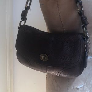 Coach small brown pebble leather vintage handbag